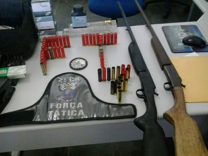 Armas apreendidas pela Força Tática em Jangada